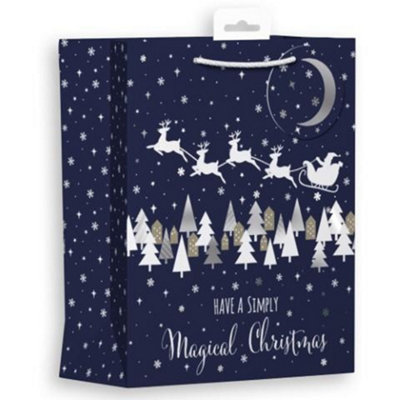 Midnight Santa Landscape Medium Christmas Gift Bag from B&Q
