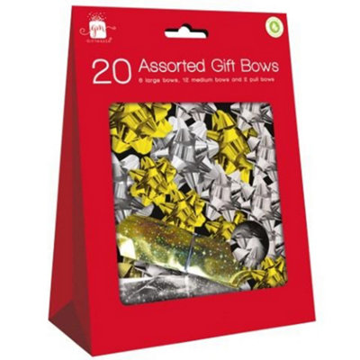 B&Q -  Pack Of 20 Assorted Size Gold And Silver Christmas Bows