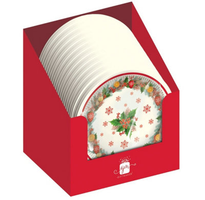 Ig Design Group Pack Of 6 Christmas Wreath Round Paper Bowls 16.5Cm - Red - Image 3