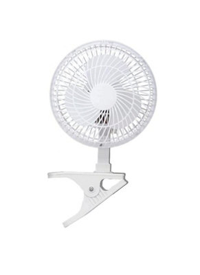 6Inch Lightweight Desk Clip Fan Portable Speed Low Noise Oscillation Powerful Airflow Adjustable Tilt 3 Years Guarantee White from B&Q