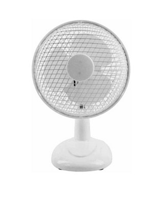 6Inch Lightweight Desk Fan Portable 2 Speed Low Noise Oscillation Powerful Airflow Adjustable Tilt 3 Years Guarantee White from B&Q