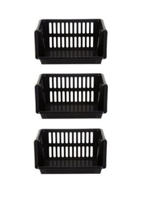 9 Tier Multi-Purpose Plastic Stacking Storage Basket Stackable Shelves Vege Fruit Food Stationary Organize Rack Stand Black 35Cm from B&Q