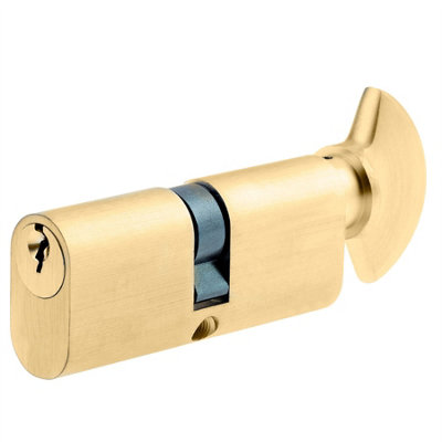 Keypak Thumbturn Cylinder Lock 70mm Polished Brass Euro Turn Lock For WoodenUpvcComposite & Patio Doors Anti-Drill & Anti-Pick from B&Q