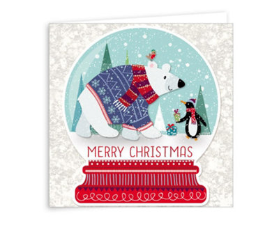 Pack Of 6 Handcrafted Snowglobe Design Christmas Greeting Cards from B&Q
