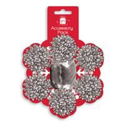 Anker Pack Of 7 Pieces Christmas Silver Bows And Cop Set from B&Q