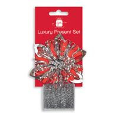 B&Q -  Pack Of Silver Christmas Luxury Starburst Bow & Mini Tinsel