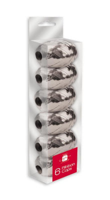 Anker Pack Of 6 Christmas Silver Ribbon Cops from B&Q