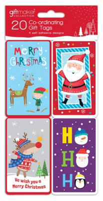 B&Q -  Pack Of 20 Coordinating Novelty Kids Design Self Adhesive Christmas Gift Tag
