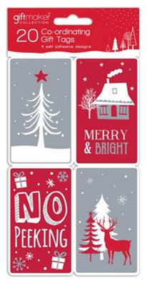 B&Q -  Pack Of 20 Coordinating Cosy Christmas Design Self Adhesive Christmas Gift Tag