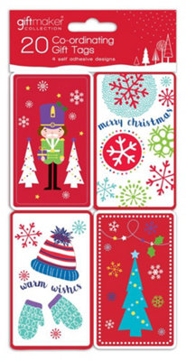 B&Q -  Pack Of 20 Coordinating Festive Fun Design Self Adhesive Christmas Gift Tag