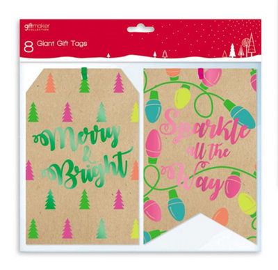 B&Q -  Pack Of 8 Christmas Contemporary Design Kraft Gift Tags