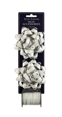 B&Q -  Deluxe Silver Double Bow Christmas Decoration
