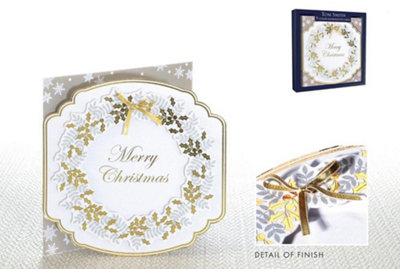 Pack Of 5 Handcrafted Christmas Wreath Design Greeting Cards from B&Q