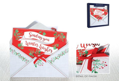 Pack Of 5 Handcrafted Christmas Message Design Greeting Cards from B&Q