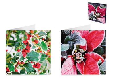  - Pack Of 12 Photographic Foliage Design Christmas Greeting Cards