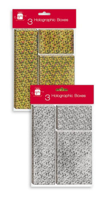 B&Q -  Pack Of 3 Assorted Christmas Holographic Boxes