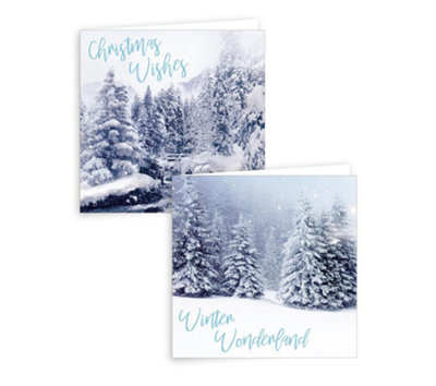  - Pack Of 10 Winter Scene Design Square Christmas Greeting Cards
