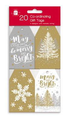B&Q -  Pack Of 20 Coordinating Mixed Metallics Design Christmas Gift Tag With Metalic String
