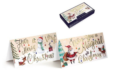  - Pack Of 20 Luxury Whimsical Scene Design Slim Christmas Greeting Cards