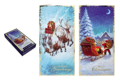  - Pack Of 20 Luxury Magical Santa Design Slim Christmas Greeting Cards