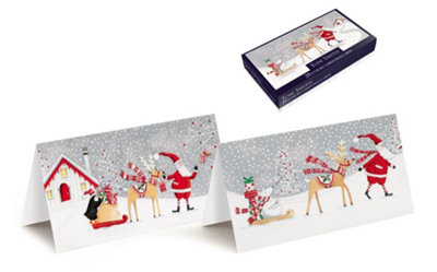  - Pack Of 20 Luxury Whimsical Santa And Snowman Design Slim Christmas Greeting Cards