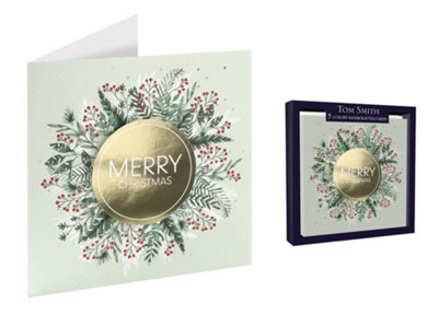 Pack Of 5 Handcrafted Christmas Wreath Design Greeeting Cards from B&Q