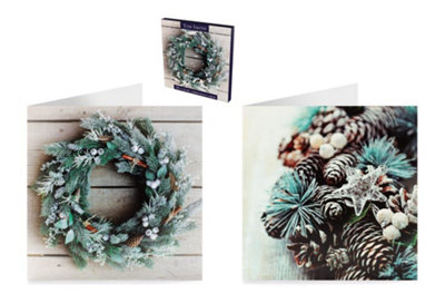  - Pack Of 10 Luxury Foliage Wreath Design Christmas Greeeting Cards