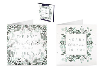  - Pack Of 10 Luxury Foliage Text Design Christmas Greeeting Cards