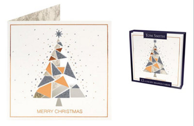 Pack Of 12 Luxury Geometric Shape Christmas Tree Design Greeting Cards from B&Q
