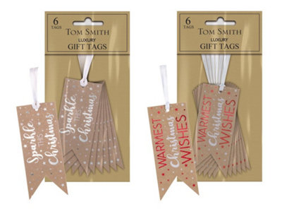 B&Q -  Pack Of 6 Shining Star Design Christmas Luxury Gift Tags