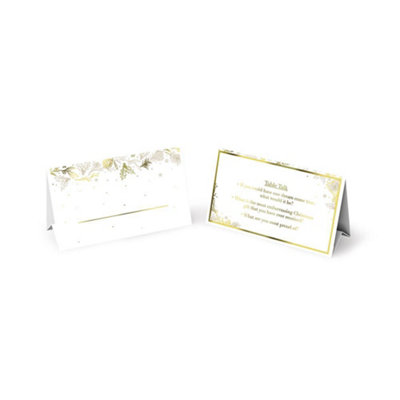 Pack Of 12 Gold And Cream Christmas Table Talk Placecard from B&Q
