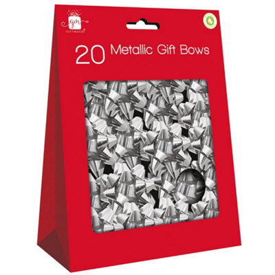 B&Q -  Pack Of 20 Silver Metallic Christmas Bows