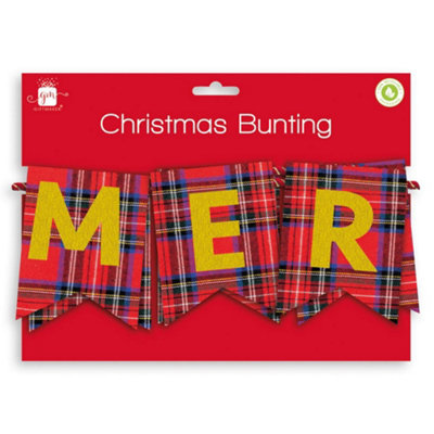 Anker Tatrtan Design Merry Christmas Fabric Bunting from B&Q