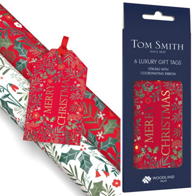 Pack of 6 Winter Garden Red & White Christmas Gift Tags - Image 2