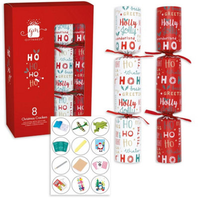 Anker Pack Of 8 Ho Ho Ho Text Christmas Dinner Crackers from B&Q