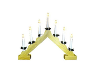 7 Led Wooden Christmas Candle Bridge Battery Operated Indoor Xmas Festive Pre-Lit Warm White Light Window Decoration Arch Natural from B&Q