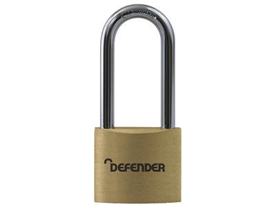 Defender Brass Padlock Long Shackle 40mm Keyed Alike from B&Q