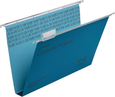 Rexel Foolscap Suspension Files With Tabs And Inserts For Filing Cabinets30 mm Base100 Percent Recycled ManillaBlue, from B&Q