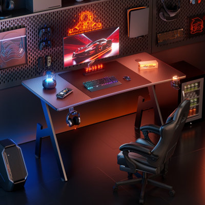  - Precision Synergie 120Cm A-Shaped Gaming DeskWith Cup Holder And Earphone HookEasy To AssembleBlack