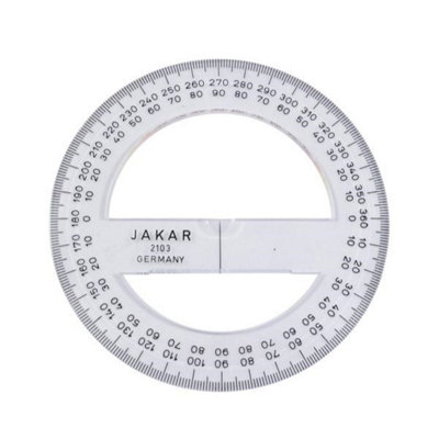 Jakar Protractor 360 Degrees100mm Precision Angle Measuring Tool For SchoolOffice & Technical Use (2103) from B&Q