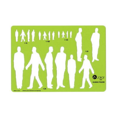 Jakar Male Human Figure Template 212X148mm Green Acrylic 0.76mm Thick Scales 1:20-1:125 For Technical Drawing & Design from B&Q