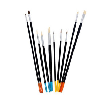 Jakar Watercolour And Oil Painting Brush Set 10-Piece Assorted Sizes Long And Short Handles Hog Bristle And Pony Hair 6528 from B&Q