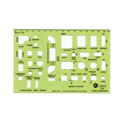 Jakar Home Furnishings Stencils Template 4678 1:100 Green Acrylic 7678 With Symbols For Living RoomDenLibrary & Kitchen from B&Q