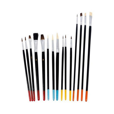Jakar Watercolour And Oil Painting Brush Set 15-Piece Assorted Sizes Long And Short Handles Hog Bristle And Pony Hair 6529 from B&Q