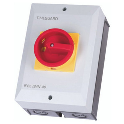 Timeguard Is4N-40 Weathersafe Rotary Isolator Switch Ip65 4 Pole 40 Amp from B&Q
