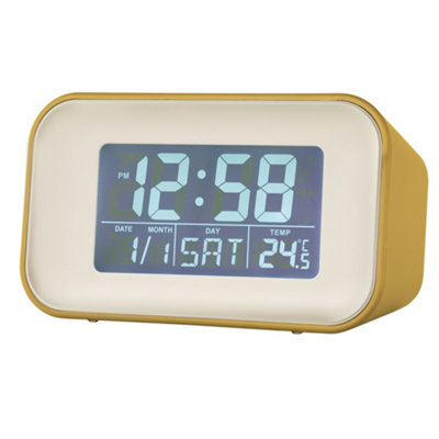 Acctim Alta Retro Digital Alarm Clock Crescendo Alarm Date & Temperature Display Mustard from B&Q
