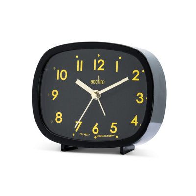 Acctim Hilda Analogue Alarm Clock Non Ticking Sweep Crescendo Alarm Backlight Retro Black from B&Q