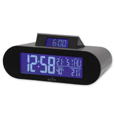 Acctim Kian Digital Alarm Clock Crescendo Alarm DateTemperature & Humidity Display Pop Up Alarm Dovetail from B&Q
