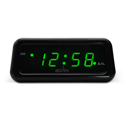 Acctim Cory Black & Green Digital Alarm Clock from B&Q