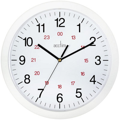 Acctim Metro 12" Wall Clock Quartz 12/24 Hour Dial Easy Read Numbers White 30Cm from B&Q